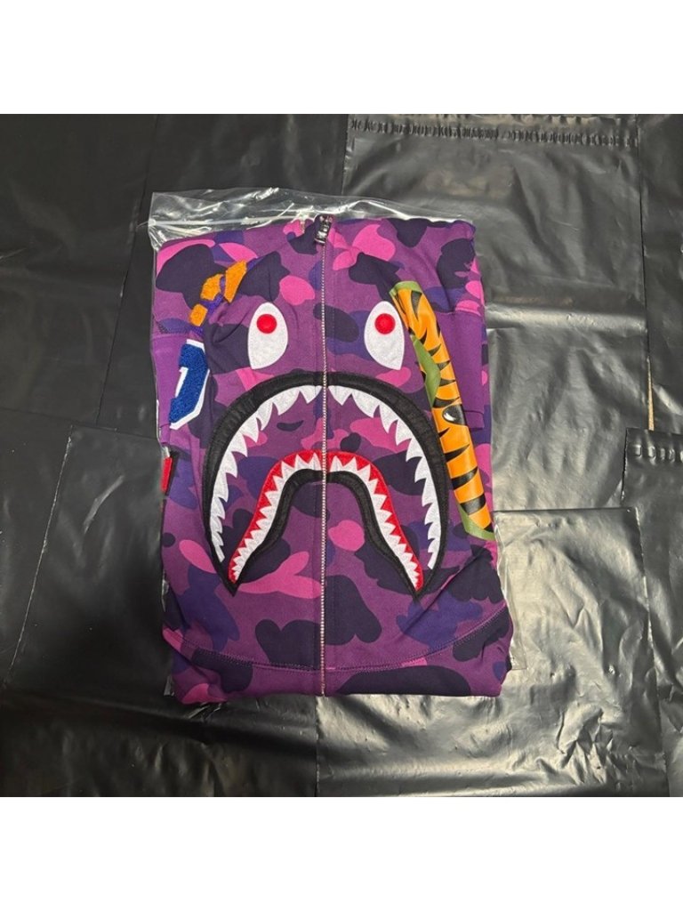 Bape Color Camo Shark Full Zip Hoodie Purple All Sizes Bape Color Camo Shark Full Zip Hoodie Purple All Sizes